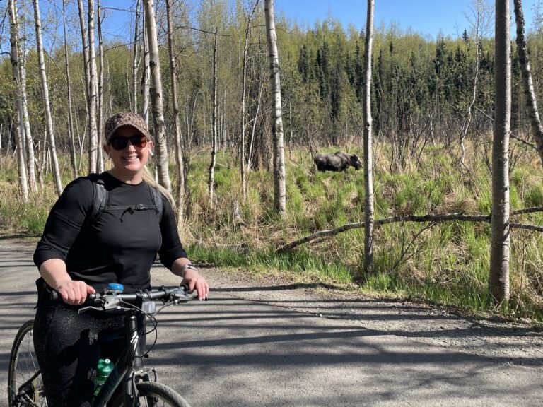 Biking with moose