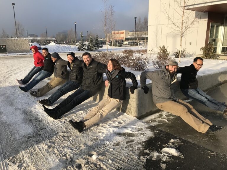 Marlong Lontoc doing simple exercises with another AMC employee