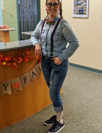 Michelle in a halloween costume