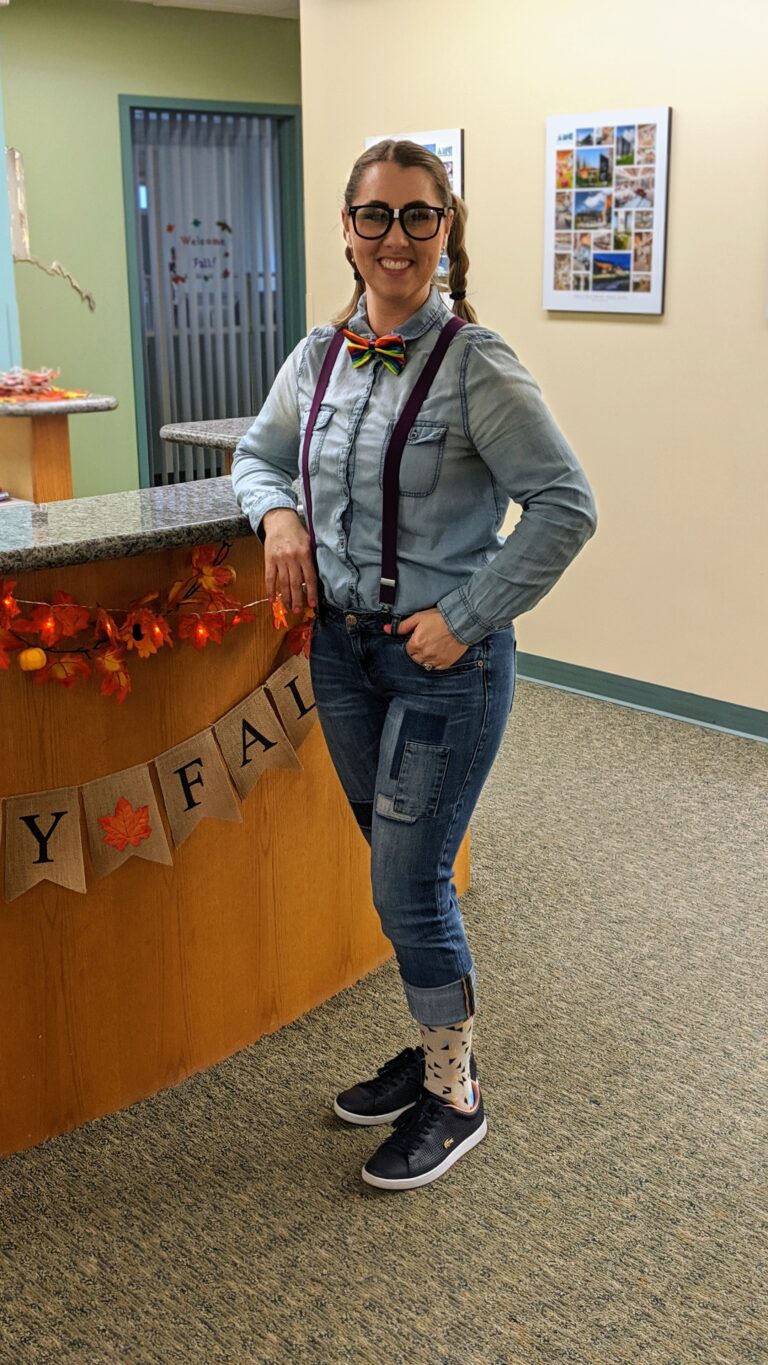Michelle in a halloween costume