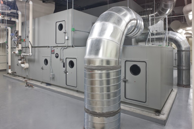 Large machinery and ducts filling room