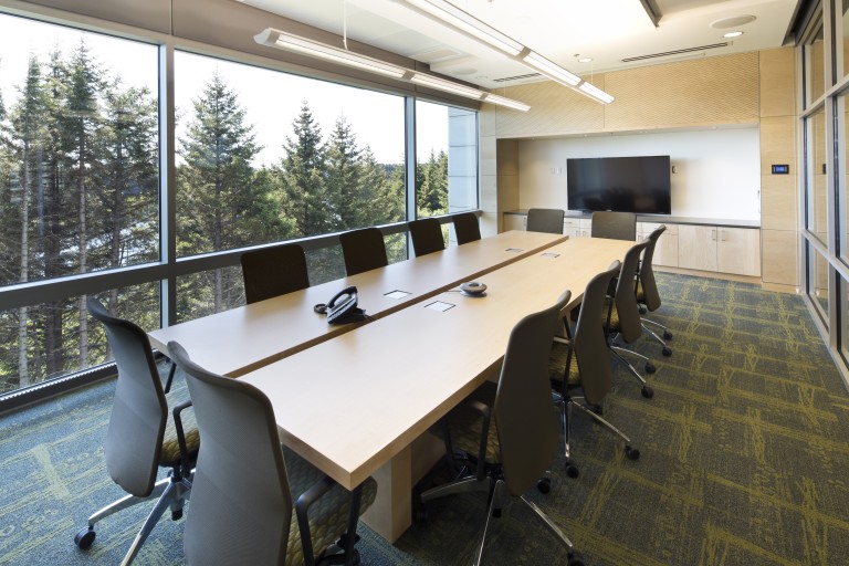 Conference room with large windows